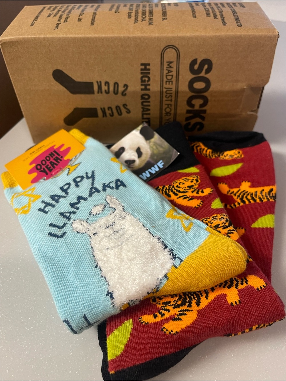 Sock bundle- Happy Llamaka Light Blue  and gray - 3 pairs - socks